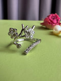 Light Luxury Plum Blossom Branch Zircon Ring for Women, Niche High-grade Elegant Trendy Adjustable Open size Ring