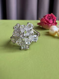 Blooming Floral Zircon Statement Ring for Women, Niche High-grade Soft Trendy Adjustable Open Ring