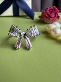 Cute Pink Bow Zircon Ring for Women, Niche High-grade Sweet Trendy Adjustable Open Ring