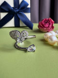 Pave Zircon Ring with Teardrop Accent for Women, Niche High-grade Sparkly Trendy Adjustable Open Ring