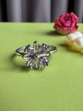 Fresh Floral Zircon Open Ring for Women, Niche High-grade Nature Trendy Adjustable Open Ring