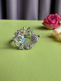 Fairy Floral Wreath Zircon Ring for Women, Niche High-grade Sweet Trendy Adjustable Open Ring