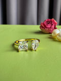 "Toi et Moi" Dual Stone Cubic Zirconia Ring for Women, Niche High-grade Elegant Trendy Adjustable Open Ring