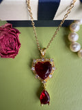Copper inlaid zirconium light luxury new ruby necklace