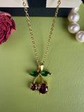 Best-selling personalized fashionable copper-set-zirconian cherry necklace