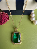 Hot-selling fashionable copper-set-zirconian green necklace