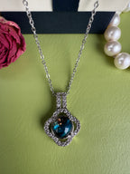 High-quality elegant copper-set-zirconian blue necklace