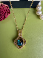 High-quality elegant copper-set-zirconian blue necklace