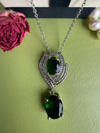 Copper-inlaid Zirconium Luxury New Style Green Necklace