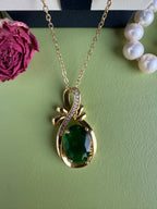 Copper-inlaid Zirconium Luxury New Style Green Necklace