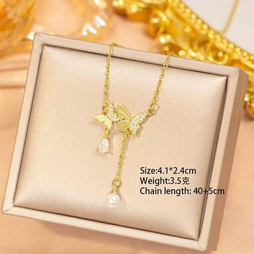 Best-selling pearl butterfly necklace, light luxury
