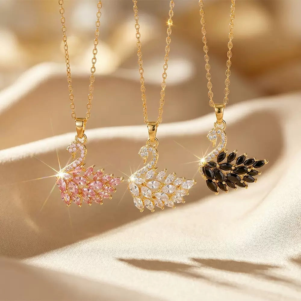 Hot-selling luxury copper-set-zircon-full-diamond swan necklace