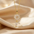 Hot-selling fashionable copper-set-zirconian flower necklace