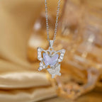 Gold Plated Red CZ Butterfly Pendant Necklace