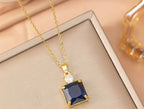 Hot-sell Gold Plated Red CZ Blue Pendant Necklace