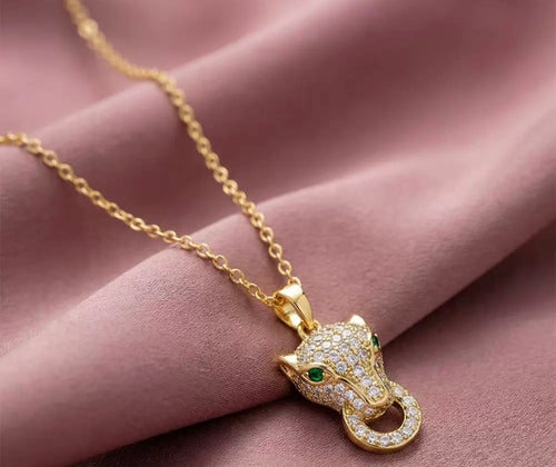 Best-selling Fashion Copper-Plated Zirconia Full Diamond Leopard Necklace