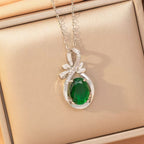 Copper-inlaid Zirconium Luxury New Style Green Necklace